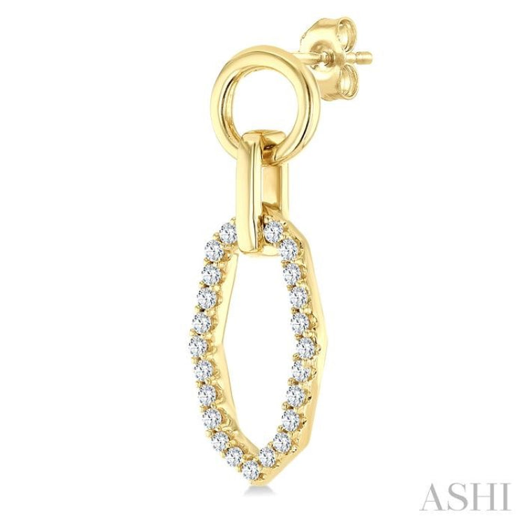 1/3 Ctw Geometric Shape Link Round Cut Diamond Fashion Earrings in 10K Yellow Gold