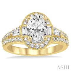 5/8 Ctw Diamond Semi-mount Engagement Ring in 14K Yellow Gold