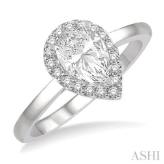 1/10 ctw Round Cut Diamond Halo Semi Mount Engagement Ring in 14K White Gold