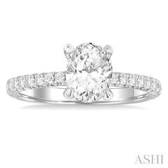 1/2 Ctw Oval Shape Semi-Mount Diamond Engagement Ring in 14K White Gold