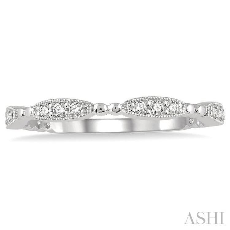 1/6 Ctw Marquise Mount Round Cut Diamond Stackable Band in 14K White Gold