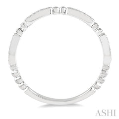 1/6 Ctw Marquise Mount Round Cut Diamond Stackable Band in 14K White Gold