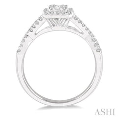 1/2 ctw Entwined Shank Baguette & Round Cut Fusion Diamond Ring in 14K White Gold