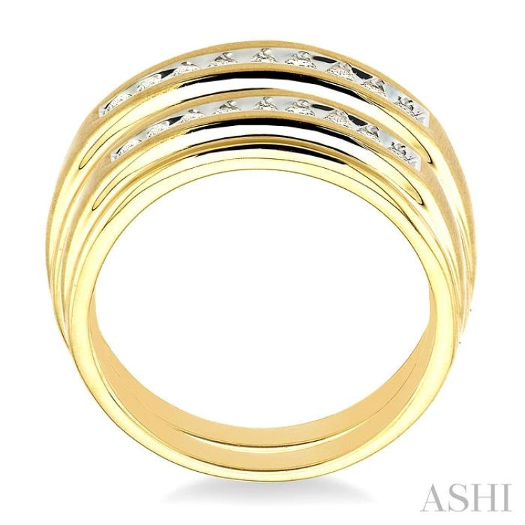 1/3 ctw Round Cut Diamond Duos Ring Set in 10K Yellow Gold