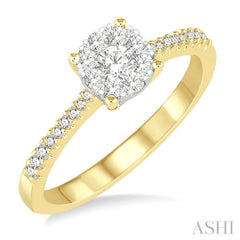 3/8 ctw Round Shape Diamond Lovebright Ring in 14K Yellow and White Gold