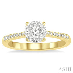 3/8 ctw Round Shape Diamond Lovebright Ring in 14K Yellow and White Gold
