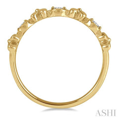 1/10 Ctw Floral and Marquise Link Round Cut Diamond Stackable Fashion Band in 10K Yellow Gold
