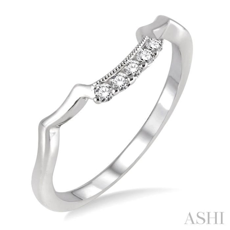 1/10 Ctw Round Cut Diamond Wedding Band in 14K White Gold
