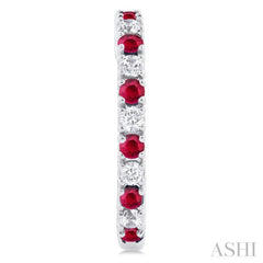 1.80 MM Round Shape Ruby and 1/4 ctw Round Cut Diamond Precious Hoop Earring in 10K White Gold