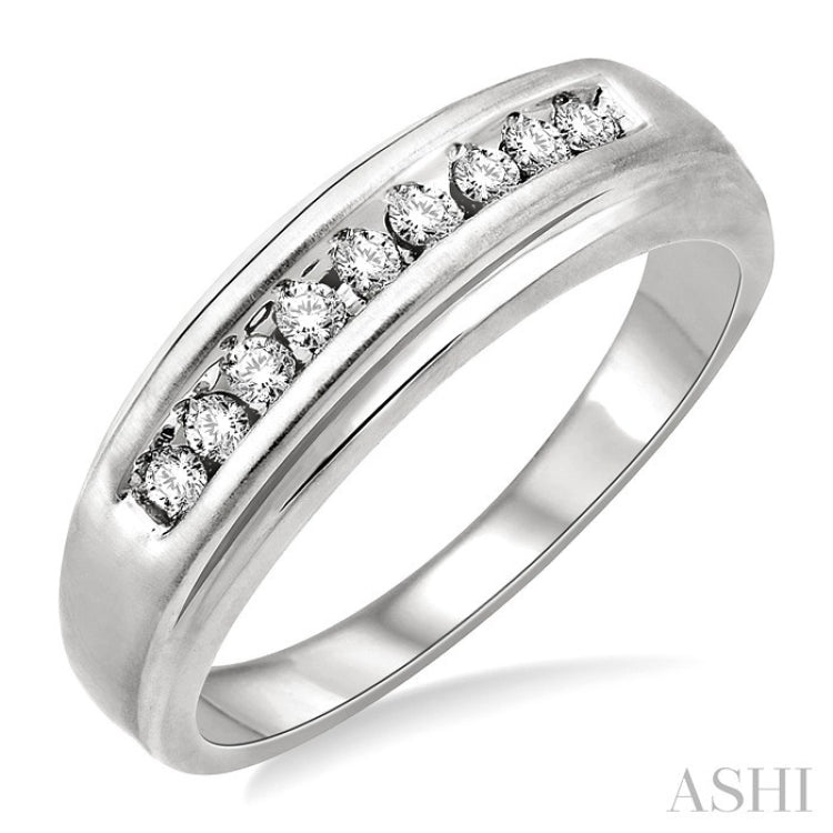 1/6 Ctw Round Diamond Men's Ring in 10K White Gold