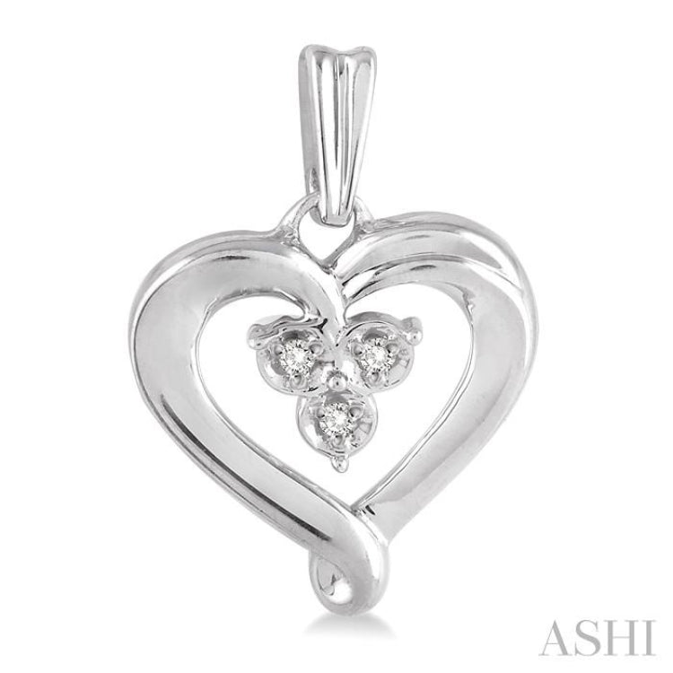 1/50 Ctw Round Cut Diamond Heart Earrings in Sterling Silver