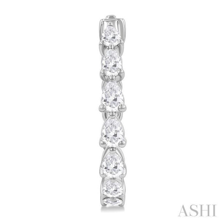 1 1/2 ctw North-South Pear Shape Diamond Fashion Hoop Earring in 14K White Gold