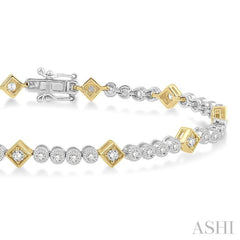 1 1/2 ctw Round & Diamond Mount Round Cut Diamond Bracelet in 14K White and Yellow Gold