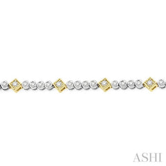 1 1/2 ctw Round & Diamond Mount Round Cut Diamond Bracelet in 14K White and Yellow Gold