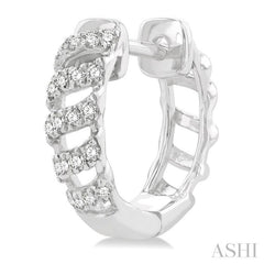1/4 ctw Petite Open Swirl Round Cut Diamond Fashion Huggies in 10K White Gold