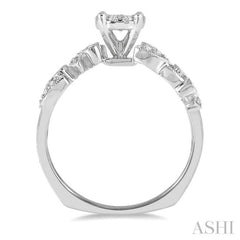3/8 ctw Round Cut Diamond Lovebright Engagement Ring in 14K White Gold
