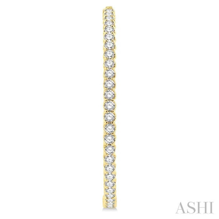 5 ctw Inside-Out Round Cut Diamond 1 3/4 Inch Hoop Earrings in 14K Yellow Gold