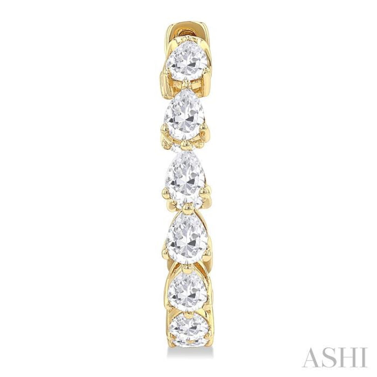 2 5/8 Ctw Inside-Out Pear Cut Diamond Fashion Hoop Earrings in 14K Yellow Gold