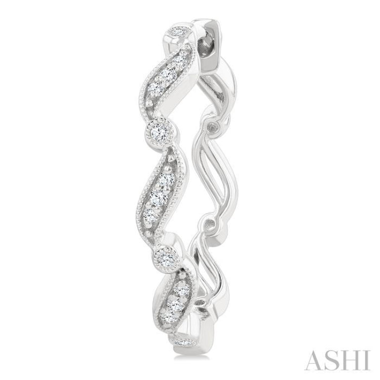1/8 Ctw Wavy Pattern Single Cut Diamond Fashion Hoop Earrings in 10K White Gold