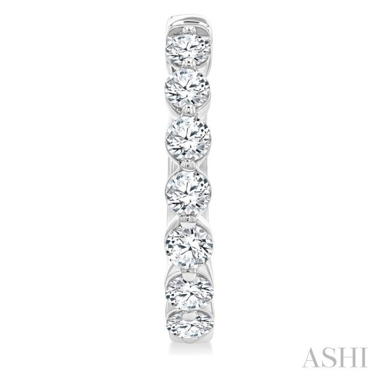 2 Ctw Prong Set Round Cut Diamond Hoop Earrings in 14K White gold