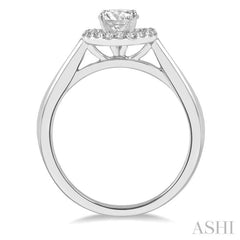 1/10 ctw Round Cut Diamond Halo Semi Mount Engagement Ring in 14K White Gold