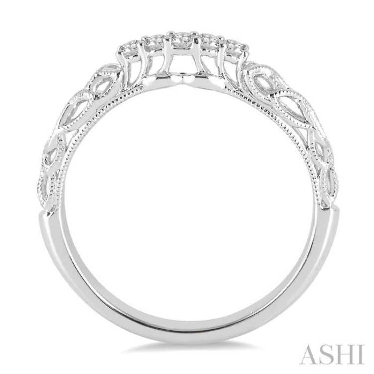 1/10 Ctw Round Cut Diamond Wedding Band in 14K White Gold