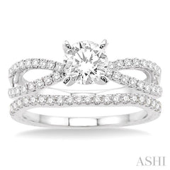 1 1/5 ctw Diamond Wedding Set with 1 ctw Round Cut Engagement Ring and 1/5 ctw Wedding Band in 14K White Gold
