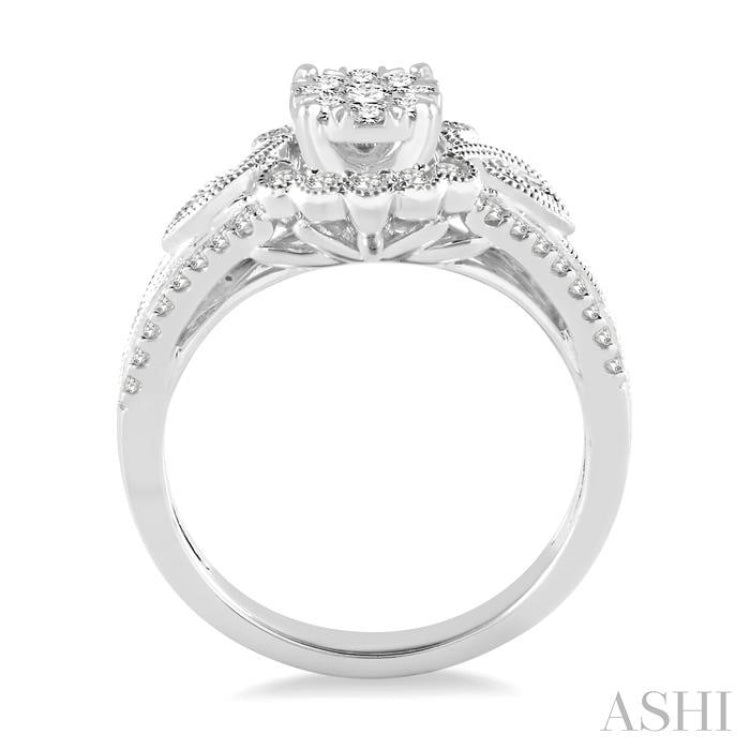 3/4 ctw Diamond Lovebright Engagement Ring in 14K White Gold