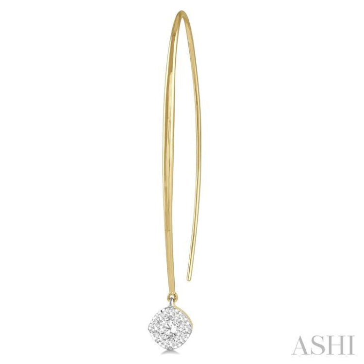 1/2 Ctw Cushion Shape Lovebright Round Cut Diamond Earring in 14K Yellow & White Gold