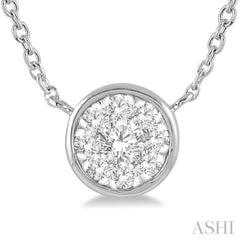1/6 ctw Round Shape Lovebright Diamond Pendant With Chain in 14K White Gold