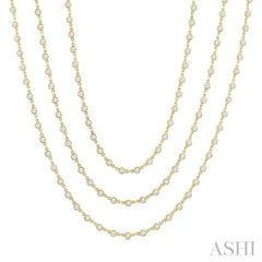 10.00 Ctw Bezel Set Round Cut Diamond Layered 60-Inch Necklace in 14K Yellow Gold