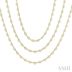 10.00 Ctw Bezel Set Round Cut Diamond Layered 60-Inch Necklace in 14K Yellow Gold