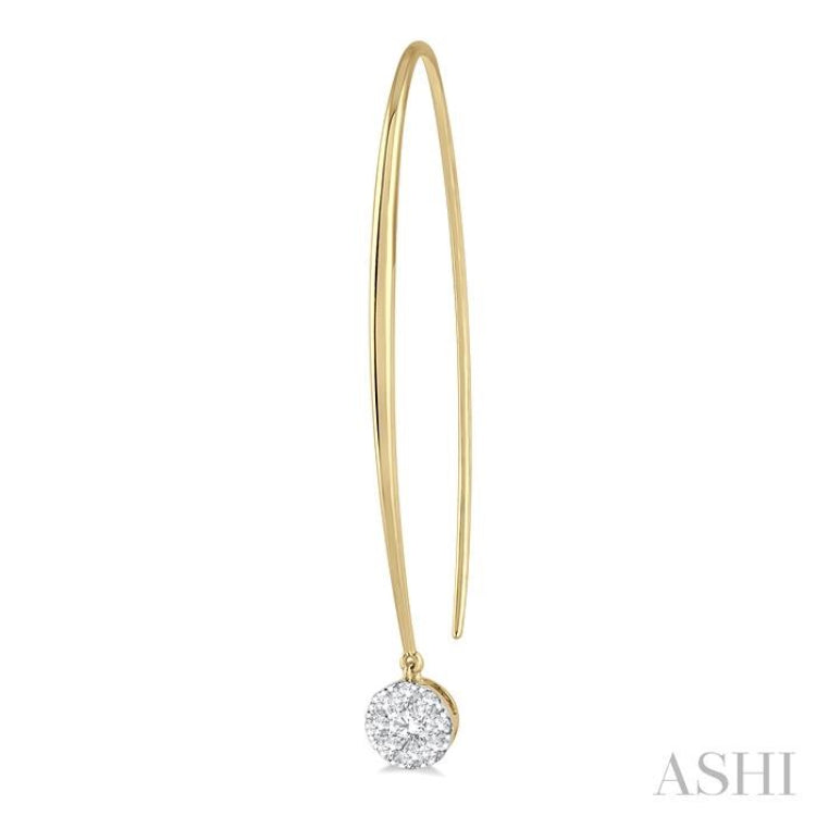 1/2 Ctw Round Dangler Lovebright Diamond Earring in 14K Yellow and White Gold