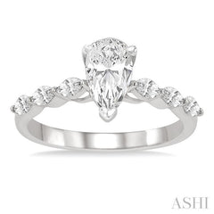 3/8 Ctw Pear Shape Marquise & Round Cut Diamond Semi-Mount Engagement Ring in 14K White Gold