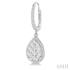 3/4 Ctw Pear Shape Diamond Lovebright Earrings in 14K White Gold