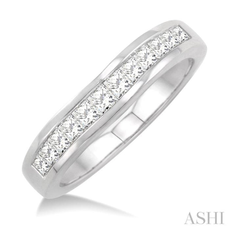 1/2 Ctw Princess Cut Diamond Matching Wedding Band in 14K White Gold