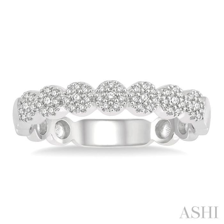 1/5 Ctw Circular Mount Floral Round Cut Diamond Stack Band in 14K White Gold