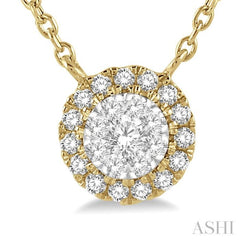 1/6 ctw Circular Round Cut Diamond Lovebright Pendant With Chain in 14K Yellow and White Gold
