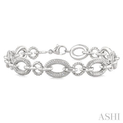 1/10 Ctw Single Cut Diamond Oval Shape Rope Link Bracelet in Sterling Silver
