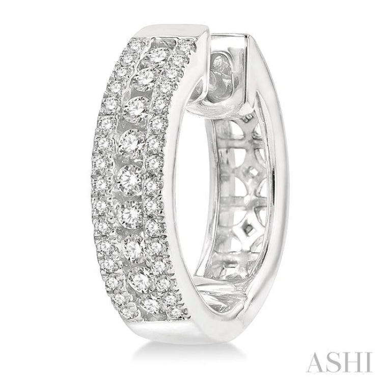 1/2 ctw Channel Set Round Cut Diamond Hoop Earring in 14K White Gold