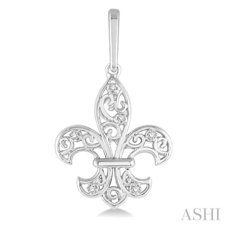 1/20 Ctw Round Cut Diamond Fleur De Lis Earrings in Sterling Silver
