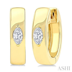 1/6 Ctw Marquise Shape Diamond Petite Huggie Earrings in 10K Yellow Gold
