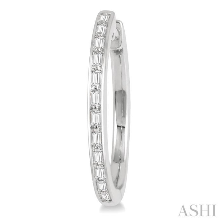 1/4 ctw Baguette Diamond Hoop Earrings in 14K White Gold
