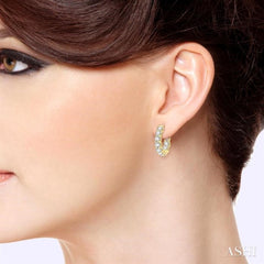 5 Ctw Inside-Out Embellished Round Cut Diamond Hoop Earrings in 14K Yellow Gold
