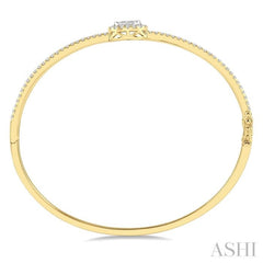 1 Ctw Oval Shape Lovebright Round Cut Diamond Stackable Bangle in 14K Yellow and White Gold