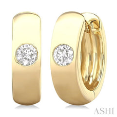 1/3 Ctw Bezel Set Round Cut Diamond Huggies in 14K Yellow Gold