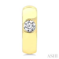 1/3 Ctw Bezel Set Round Cut Diamond Huggies in 14K Yellow Gold