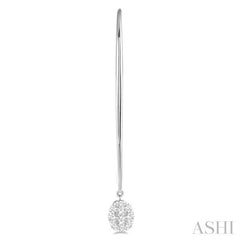 1/2 Ctw Oval Shape Dangler Lovebright Round Cut Diamond Earrings in 14K White Gold