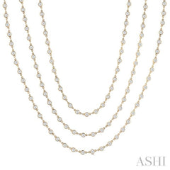 15.00 Ctw Bezel Set Round Cut Diamond Layered 60-Inch Necklace in 14K Yellow Gold