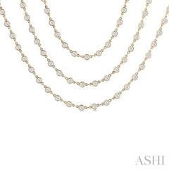 15.00 Ctw Bezel Set Round Cut Diamond Layered 60-Inch Necklace in 14K Yellow Gold